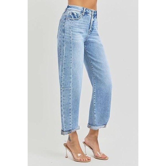 Walker Rose x Risen Jeans Barrel Leg High Rise Women 3/26 Salt Tree Stretch - Picture 2 of 16
